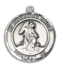 Guardian Angel Medal - Sterling Silver Round Pendant 2 Sizes Guardian Angel Medal - Sterling Silver Round Pendant 2 Sizes