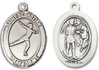 St Sebastian Figure Skating Medal - Sterling Silver Oval Pendant 3 Sizes