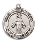 Nino De Atocha Medal - Sterling Silver Round Pendant 2 Sizes Nino De Atocha Medal - Sterling Silver Round Pendant 2 Sizes