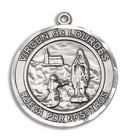 Virgen De Lourdes Medal - Sterling Silver Round Pendant 2 Sizes Virgen De Lourdes Medal - Sterling Silver Round Pendant 2 Sizes