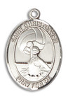 St Christopher Womens Water Polo Medal - Sterling Silver 3/4 x 1/2 Oval Pendant 8199SS St Christopher Womens Water Polo Medal - Sterling Silver 3/4 x 1/2 Oval Pendant 8199SS