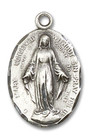 Immaculate Conception Medal - Sterling Silver 5/8 x 3/8 Oval Pendant 84-100SS Immaculate Conception Medal - Sterling Silver 5/8 x 3/8 Oval Pendant 84-100SS