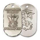 St Michael Navy Dog Tag Pendant - Sterling Silver 7/8 x 1 1/2 M19 St Michael Navy Dog Tag Pendant - Sterling Silver 7/8 x 1 1/2 M19