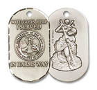 St Christopher Army Dog Tag Pendant - Sterling Silver 3/4 x 3/8 M26SS2
