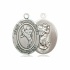 St Christopher Martial Arts Medal - Sterling Silver Oval Pendant 3 Sizes