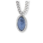 Small Blue St Christopher Necklace - Sterling Silver Medal On 18 Stainless Chain SM8295SH Small Blue St Christopher Necklace - Sterling Silver Medal On 18 Stainless Chain SM8295SH