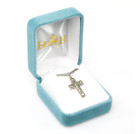 Wide Cross Crucifix Necklace - Sterling Silver Pendant on 18" Stainless Chain (S181518)