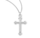 Small Budded Cross Necklace - Sterling Silver Pendant on 18" Stainless Chain Small Budded Cross Necklace - Sterling Silver Pendant on 18" Stainless Chain