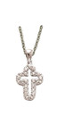 Small Pierced Cubic Zirconium Cross Necklace - Sterling Silver Pendant on 18 Stainless Chain SX8580SH Small Pierced Cubic Zirconium Cross Necklace - Sterling Silver Pendant on 18 Stainless Chain SX8580SH