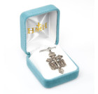Large Pardon Crucifix with Medals Necklace - Sterling Silver Pendant on 24" Stainless Chain (S180324)