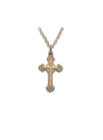 2Tone Scroll End Cross Necklace - Sterling Silver Pendant on 18 Stainless Chain SX8046SH