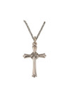 Cubic Zirconium Cross Necklace - Sterling Silver Pendant on 18 Stainless Chain SX7842SH Cubic Zirconium Cross Necklace - Sterling Silver Pendant on 18 Stainless Chain SX7842SH