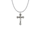 Budded Crucifix Necklace - Sterling Silver Pendant On 18 Stainless Steel Chain SX8545SH