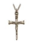 Mens Nail Crucifix Necklace - Sterling Silver Pendant on 24 Stainless Steel Chain SX8601SH