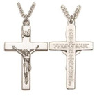 Mens Our Father Crucifix Necklace - Sterling Silver Pendant on 24 Stainless Steel Chain SX7969SH Mens Our Father Crucifix Necklace - Sterling Silver Pendant on 24 Stainless Steel Chain SX7969SH