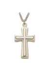 Mens Flared Satin Inner Cross Necklace - Sterling Silver Pendant on 24 Stainless Chain SX8627SH Mens Flared Satin Inner Cross Necklace - Sterling Silver Pendant on 24 Stainless Chain SX8627SH