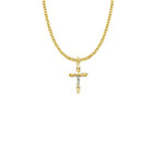 Small Wheat Two-Tone Crucifix Necklace - 14KT Gold Over Sterling Silver Pendant On 18 Gold Plated Chain SX8131VH Small Wheat Two-Tone Crucifix Necklace - 14KT Gold Over Sterling Silver Pendant On 18 Gold Plated Chain SX8131VH