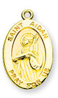 St Aidan Medal With 14KT Jump Ring - Boxed - 14kt Gold 7/8 x 1/2 Oval Pendant A9203 St Aidan Medal With 14KT Jump Ring - Boxed - 14kt Gold 7/8 x 1/2 Oval Pendant A9203
