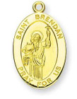St Brendan Medal With 14KT Jump Ring - Boxed - 14kt Gold 7/8 x 1/2 Oval Pendant A9228 St Brendan Medal With 14KT Jump Ring - Boxed - 14kt Gold 7/8 x 1/2 Oval Pendant A9228