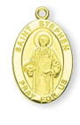 St Stephen Medal With 14KT Jump Ring - Boxed - 14kt Gold 7/8 x 1/2 Oval Pendant A9349