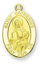 St Catherine Medal With 14KT Jump Ring - Boxed - 14kt Gold 7/8 x 1/2 Oval Pendant A9415