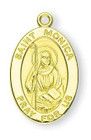 St Monica Medal With 14KT Jump Ring - Boxed - 14kt Gold 7/8 x 1/2 Oval Pendant A9467 St Monica Medal With 14KT Jump Ring - Boxed - 14kt Gold 7/8 x 1/2 Oval Pendant A9467