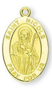 St Nicole Medal With 14KT Jump Ring - Boxed - 14kt Gold 7/8 x 1/2 Oval Pendant A9468 St Nicole Medal With 14KT Jump Ring - Boxed - 14kt Gold 7/8 x 1/2 Oval Pendant A9468
