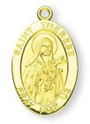 St Therese Medal With 14KT Jump Ring - Boxed - 14kt Gold 7/8 x 1/2 Oval Pendant A9489 St Therese Medal With 14KT Jump Ring - Boxed - 14kt Gold 7/8 x 1/2 Oval Pendant A9489