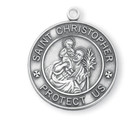 St Christopher Sterling Silver Medal On A 24 Stainless Chain - Sterling Silver 1 1/8 x 15/16 Round Pendant St Christopher Sterling Silver Medal On A 24 Stainless Chain - Sterling Silver 1 1/8 x 15/16 Round Pendant