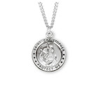 St Christopher Necklace - Sterling Silver Round Medal On A 24 Stainless Chain S1505 St Christopher Necklace - Sterling Silver Round Medal On A 24 Stainless Chain S1505