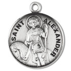 St Alexander Medal - Sterling Silver - On 20 Stainless Chain - Sterling Silver 7/8 x 3/4 Round Pendant St Alexander Medal - Sterling Silver - On 20 Stainless Chain - Sterling Silver 7/8 x 3/4 Round Pendant