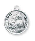 St Anthony Medal - Sterling Silver - On 20 Stainless Chain - Sterling Silver 7/8 x 3/4 Round Pendant