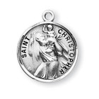 St Christopher Medal - Sterling Silver - On 20 Stainless Chain - Sterling Silver 7/8 x 3/4 Round Pendant St Christopher Medal - Sterling Silver - On 20 Stainless Chain - Sterling Silver 7/8 x 3/4 Round Pendant