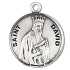 St David Medal - Sterling Silver - On 20 Stainless Chain - Sterling Silver 7/8 x 3/4 Round Pendant St David Medal - Sterling Silver - On 20 Stainless Chain - Sterling Silver 7/8 x 3/4 Round Pendant