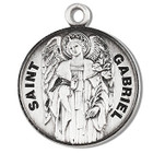 St Gabriel Medal - Sterling Silver - On 20 Stainless Chain - Sterling Silver 7/8 x 3/4 Round Pendant St Gabriel Medal - Sterling Silver - On 20 Stainless Chain - Sterling Silver 7/8 x 3/4 Round Pendant
