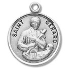 St Gerard Medal - Sterling Silver - On 20 Stainless Chain - Sterling Silver 7/8 x 3/4 Round Pendant