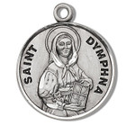 St Dymphna Medal - Sterling Silver - On 18 Stainless Chain - Sterling Silver 7/8 x 3/4 Round Pendant St Dymphna Medal - Sterling Silver - On 18 Stainless Chain - Sterling Silver 7/8 x 3/4 Round Pendant