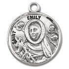 St Emily Medal - Sterling Silver - On 18 Stainless Chain - Sterling Silver 7/8 x 3/4 Round Pendant St Emily Medal - Sterling Silver - On 18 Stainless Chain - Sterling Silver 7/8 x 3/4 Round Pendant