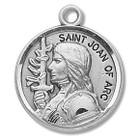 St Joan ofarc Medal - Sterling Silver - On 18 Stainless Chain - Sterling Silver 7/8 x 3/4 Round Pendant St Joan ofarc Medal - Sterling Silver - On 18 Stainless Chain - Sterling Silver 7/8 x 3/4 Round Pendant