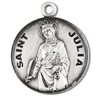 St Julia Medal - Sterling Silver - On 18 Stainless Chain - Sterling Silver 7/8 x 3/4 Round Pendant St Julia Medal - Sterling Silver - On 18 Stainless Chain - Sterling Silver 7/8 x 3/4 Round Pendant