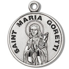 St Maria Goretti Medal - Sterling Silver - On 18 Stainless Chain - Sterling Silver 7/8 x 3/4 Round Pendant St Maria Goretti Medal - Sterling Silver - On 18 Stainless Chain - Sterling Silver 7/8 x 3/4 Round Pendant