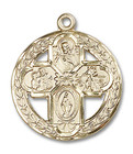 Framed 4-Way Medal - 14kt Gold 1 1/8 x 1 Round Pendant 0043C Framed 4-Way Medal - 14kt Gold 1 1/8 x 1 Round Pendant 0043C