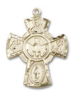 Large 5-Way Medal - 14kt Gold 1 1/8 x 7/8 Pendant 0045 Large 5-Way Medal - 14kt Gold 1 1/8 x 7/8 Pendant 0045