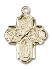 4-Way Medal - 14kt Gold 3/4 x 1/2 Pendant 0047 4-Way Medal - 14kt Gold 3/4 x 1/2 Pendant 0047