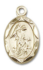 Embellished Guardian Angel Medal Charm - 14kt Gold Oval Pendant 0301E Embellished Guardian Angel Medal Charm - 14kt Gold Oval Pendant 0301E