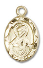 Embellished Scapular Medal Charm - 14kt Gold Oval Pendant 0301S Embellished Scapular Medal Charm - 14kt Gold Oval Pendant 0301S