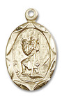 St Christopher Medal - 14kt Gold 3/4 x 3/8 Oval Pendant 0612C St Christopher Medal - 14kt Gold 3/4 x 3/8 Oval Pendant 0612C