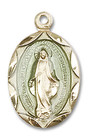 Blue Miraculous Medal - 14kt Gold 3/4 x 3/8 Oval Pendant 0612EM Blue Miraculous Medal - 14kt Gold 3/4 x 3/8 Oval Pendant 0612EM