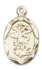 St Michael and Guardian Angel Medal - 14kt Gold 3/4 x 3/8 Oval Pendant 0612R St Michael and Guardian Angel Medal - 14kt Gold 3/4 x 3/8 Oval Pendant 0612R