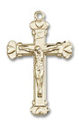 Large Crucifix with Hearts Pendant - 14kt Gold 1 1/8 x 5/8 0620 Large Crucifix with Hearts Pendant - 14kt Gold 1 1/8 x 5/8 0620
